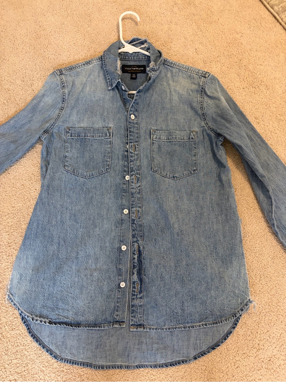 Lucky Brand Men's Washed Blue Denim Button-Down Shirt
